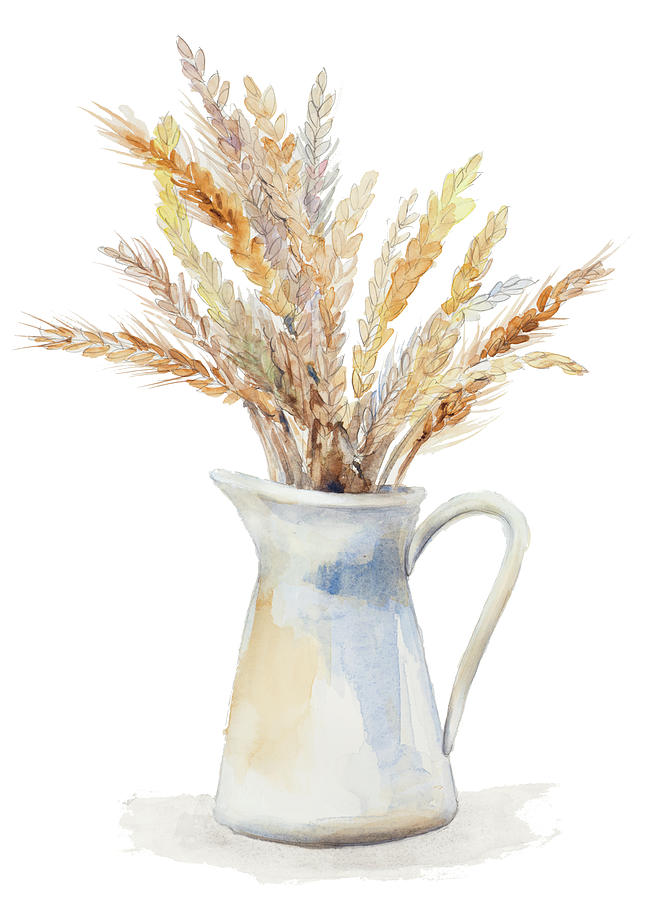 Thanksgiving Painting - Wheat In Pitcher by Lanie Loreth