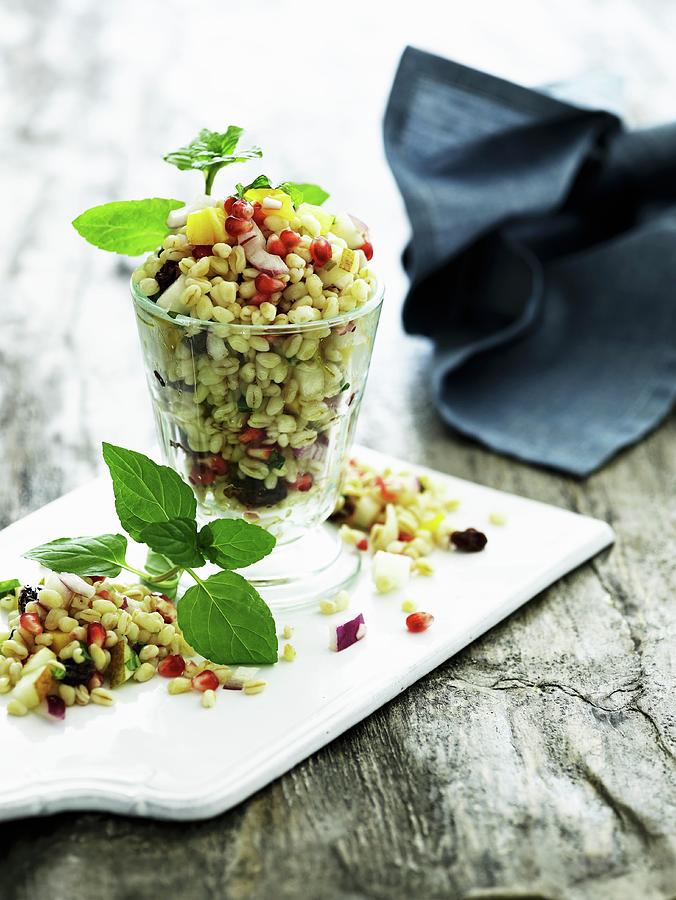 Wheat Salad With Pomegranate Seeds Photograph by Mikkel Adsbl