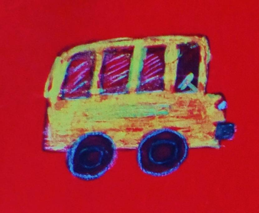 Wheels on the Bus Drawing by Christy Saunders Church