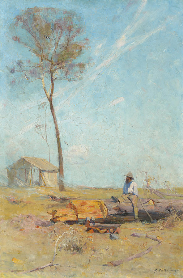 Summer Painting - Whelan on the log by Arthur Streeton