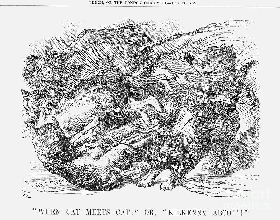 When Cat Meets Cat Or, Kilkenny Aboo Drawing by Print Collector