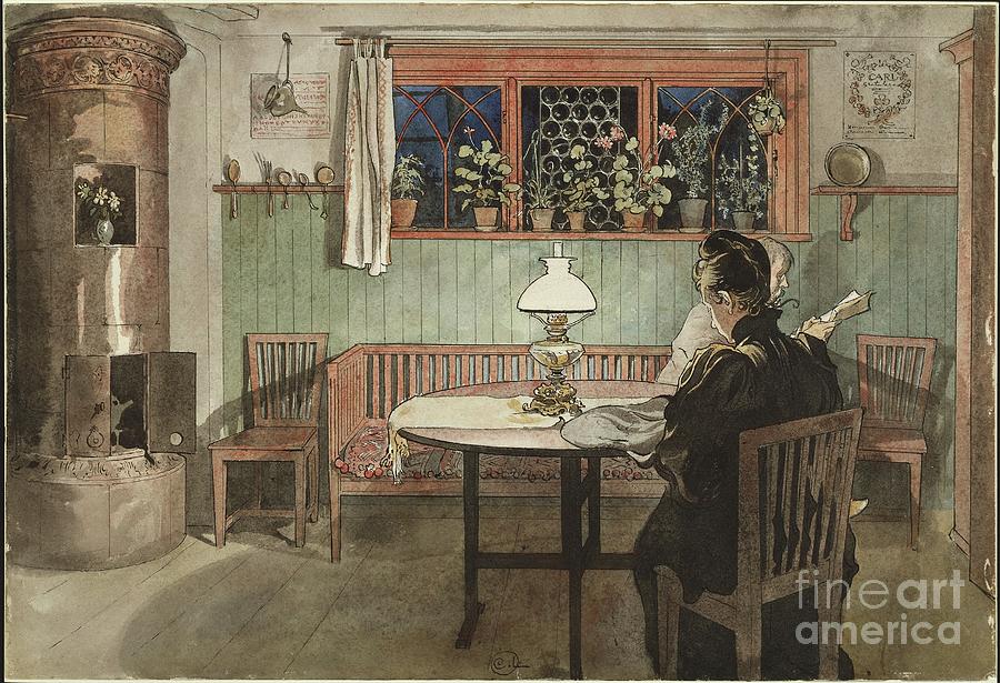 When The Children Have Gone To Bed, From a Home Series, C.1895 Painting by Carl Larsson