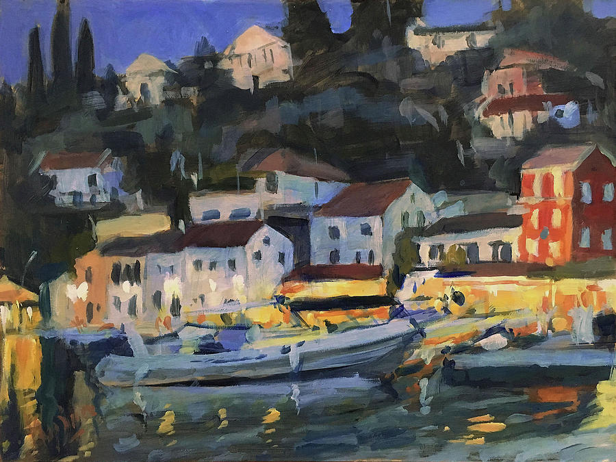 When the evening falls in Loggos Painting by Nop Briex