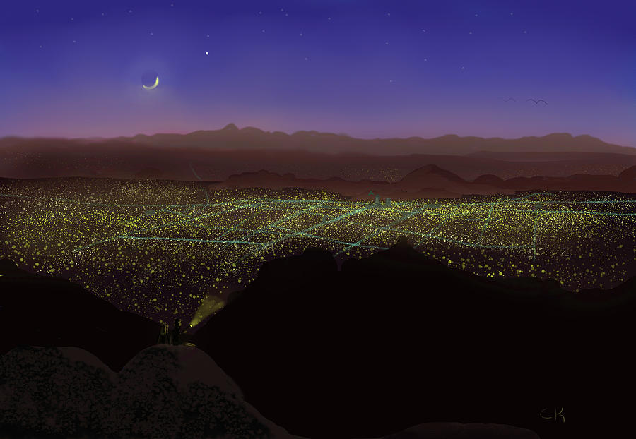 When Tucsons Lights Flicker On Digital Art by Chance Kafka