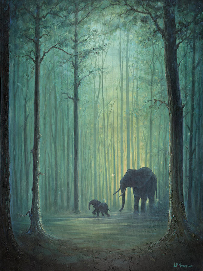 Elephant Painting - When We Were Giants by Lisa Mary Narramore
