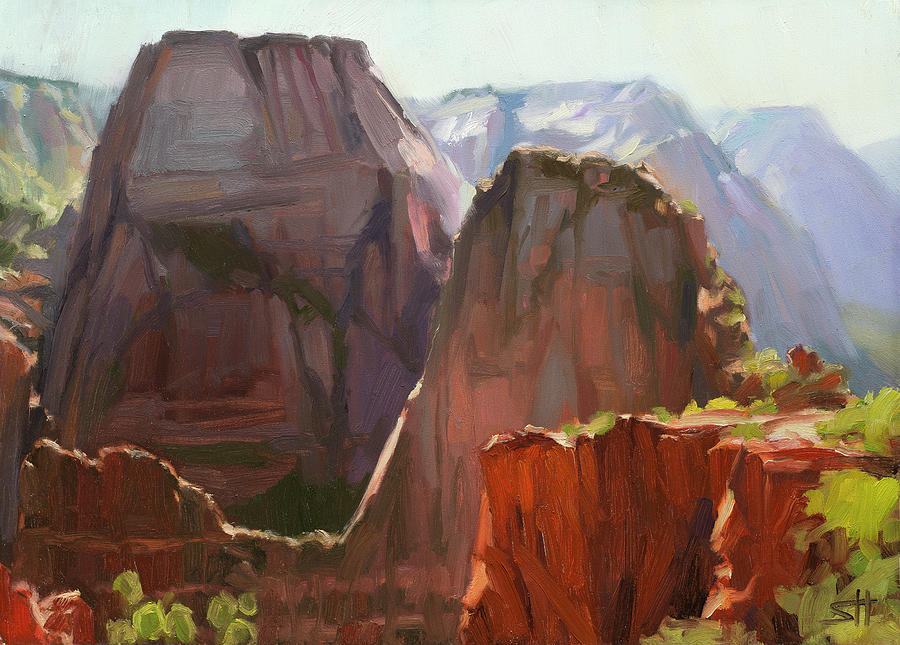Zion National Park Painting - Where Angels Land by Steve Henderson