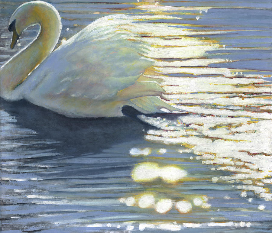 Swan Painting - Where Grace Has Been by Helen White Swan Painting - Where Grace Has Been by Helen White