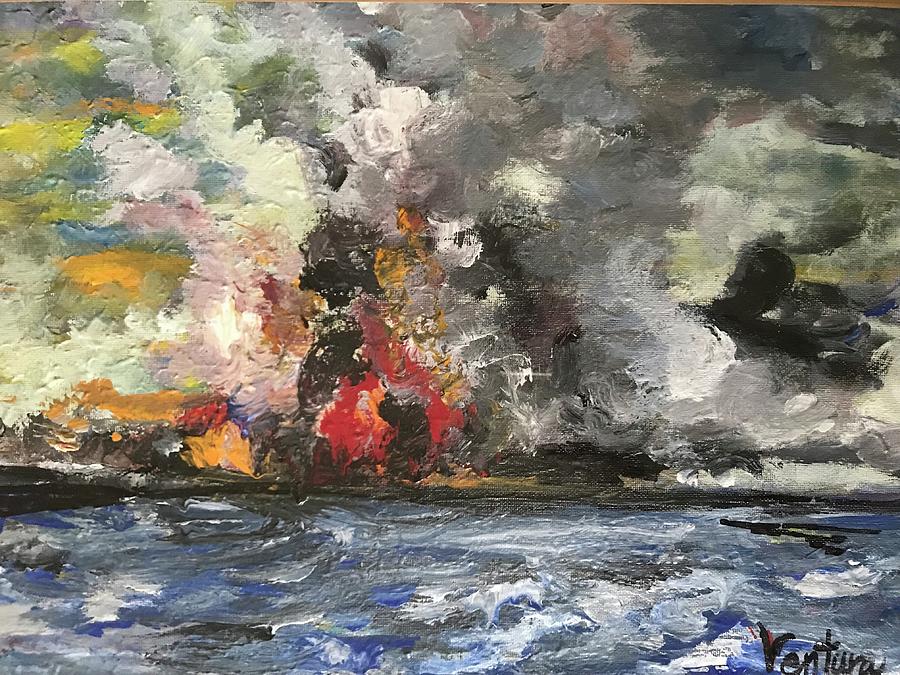When the Lava Met the Sea Painting by Clare Ventura