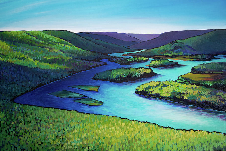 Where the Smoky and Peace Rivers Meet Painting by Alison Newth