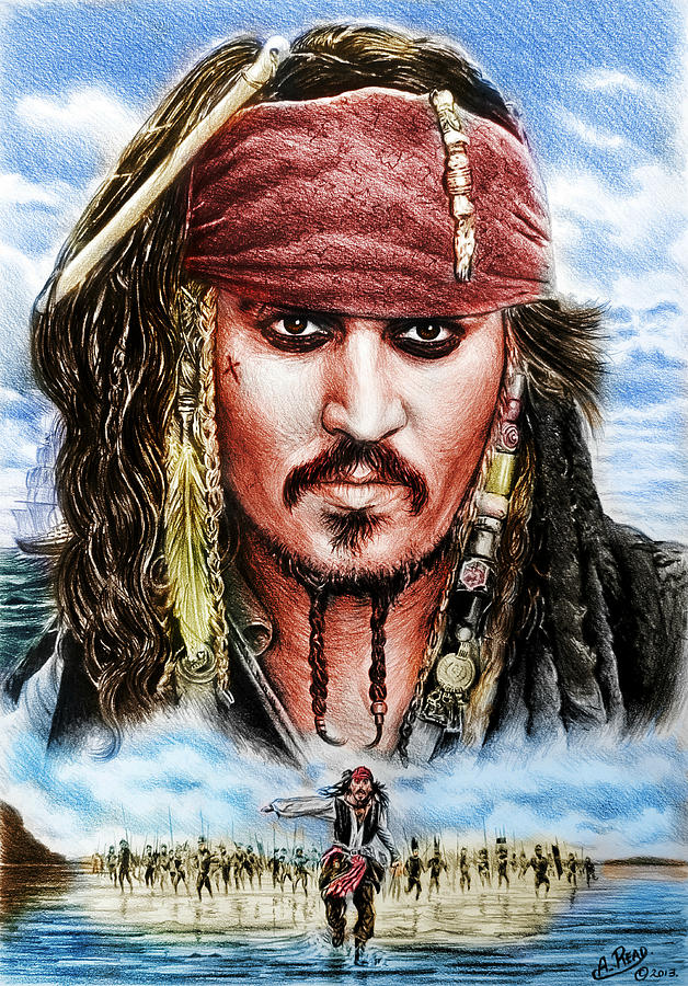 Pirates Of The Caribbean Drawing - Wheres the rum by Andrew Read