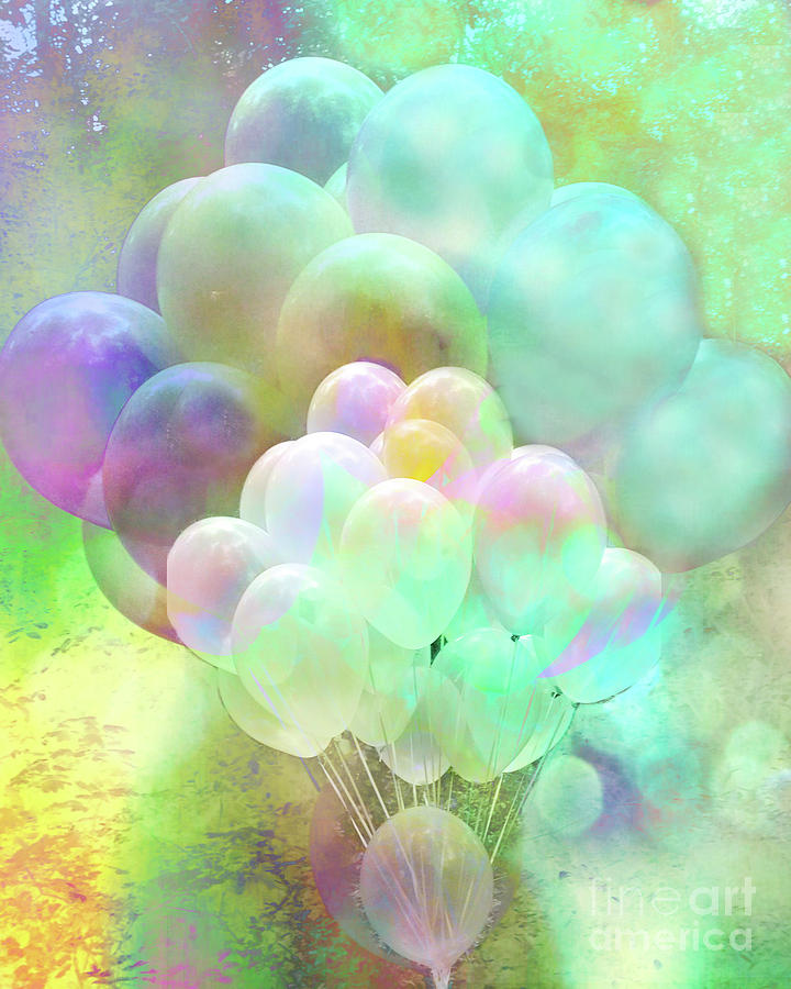 bitter klein open haard Whimsical abstract pastel blue pink lavender green balloon wall art Digital  Art by Kathy Fornal - Pixels