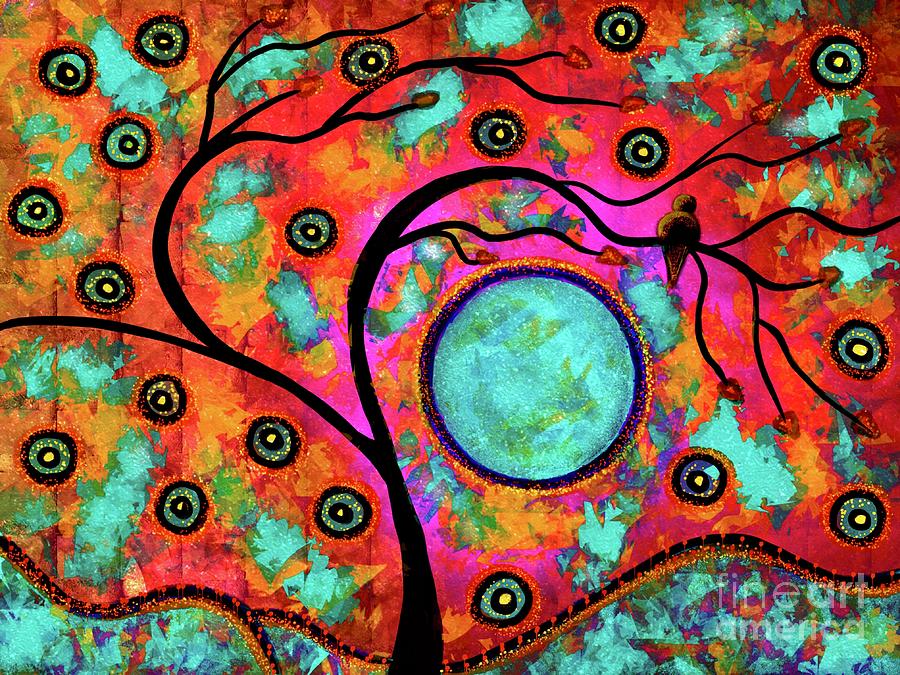Owl Digital Art - Whimsical Blue Moon Rising by Lauries Intuitive