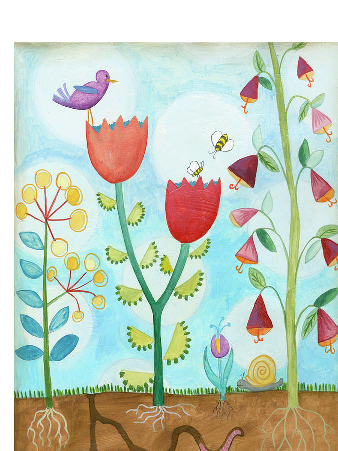 Whimsical Flower Garden I Painting by Megan Meagher