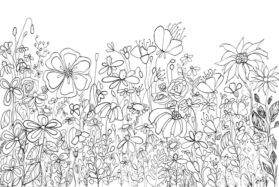 line Art Drawings Flowers Doodles