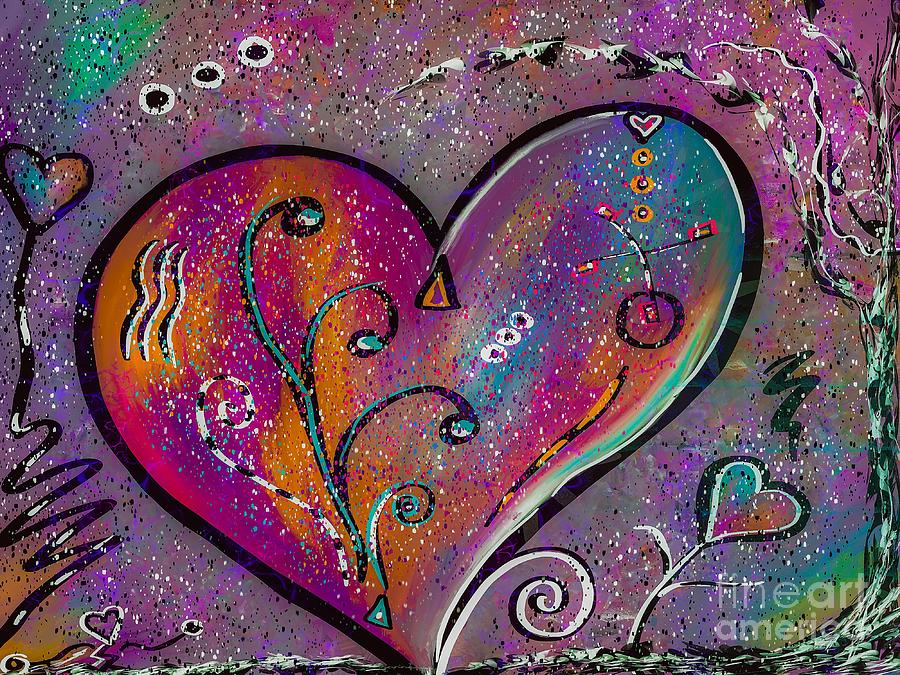 Whimsical Hearts Colorful Digital Painting Digital Art by Lauries Intuitive