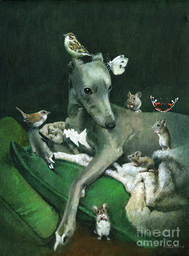 Whippet And Friends Painting by Michael Thomas