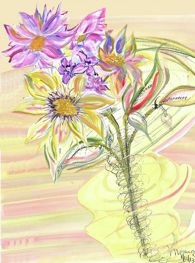 Whirl Wind Flowers Painting by Monica Mitchell