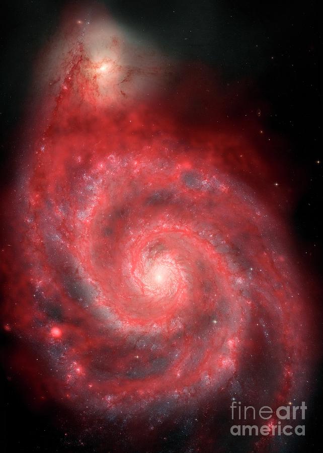Space Photograph - Whirlpool Galaxy by Hst Composite By B. Saxton, Nrao/aui/nsf/science Photo Library