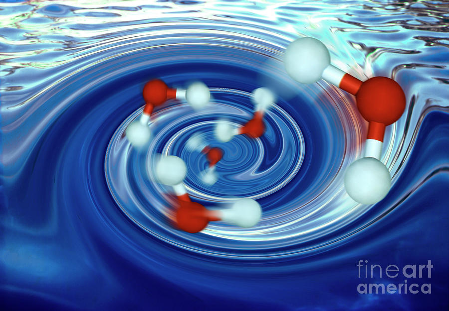 Molecule Photograph - Whirlpool Of Water Molecules by Francoise Sauze/science Photo Library
