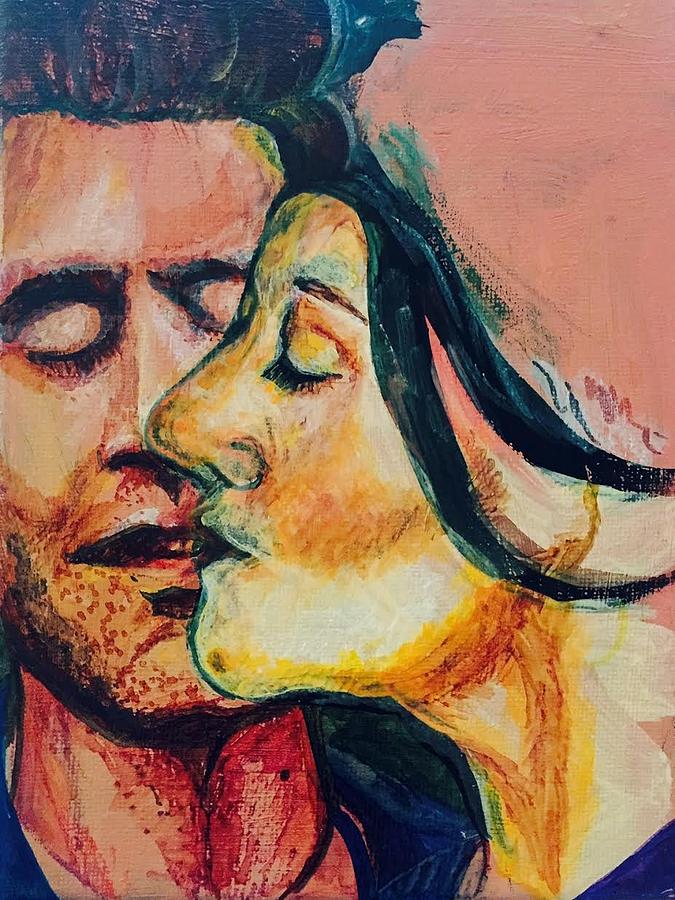 Whispered kiss Painting by Nikita Nicholas