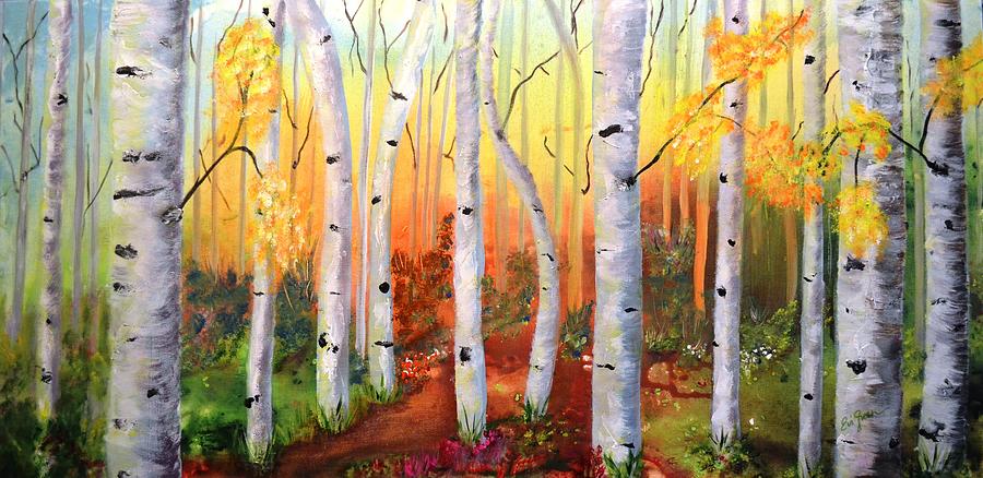 Whispering Aspens Painting by Evi Green
