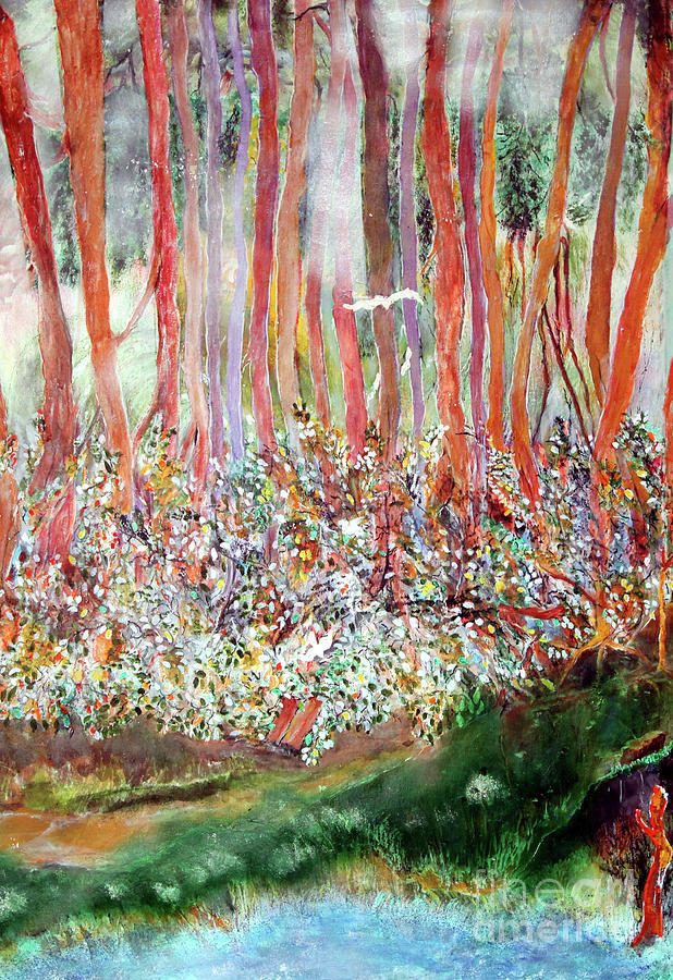Whispering leaves and flowers Painting by Subrata Bose