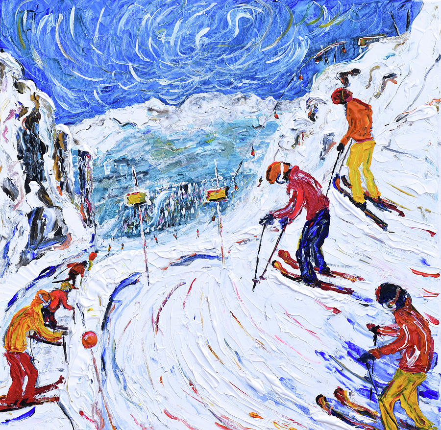 Whistler Bowl Ski Print Painting by Pete Caswell