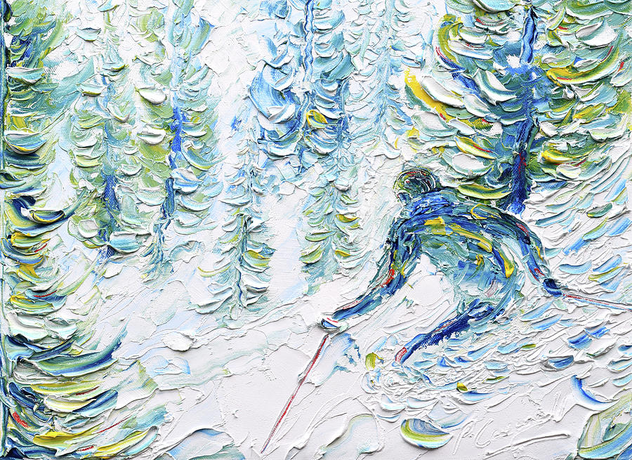 Whistler Ski Print In the Woods Painting by Pete Caswell