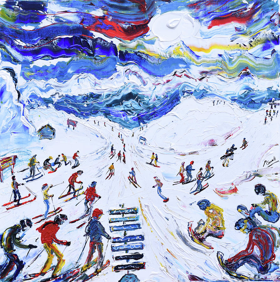 Whistler Ski Print top of Peak Express Chair Painting by Pete Caswell