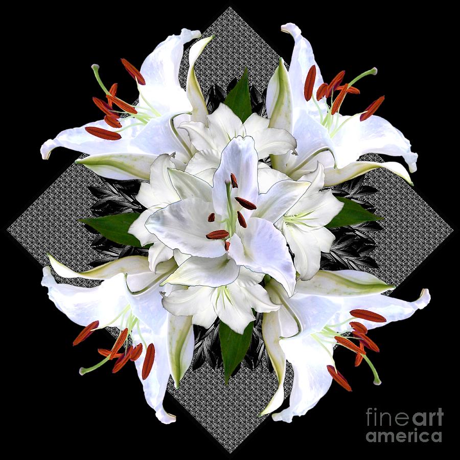 White Lily Collage for Pillows Digital Art by Delynn Addams