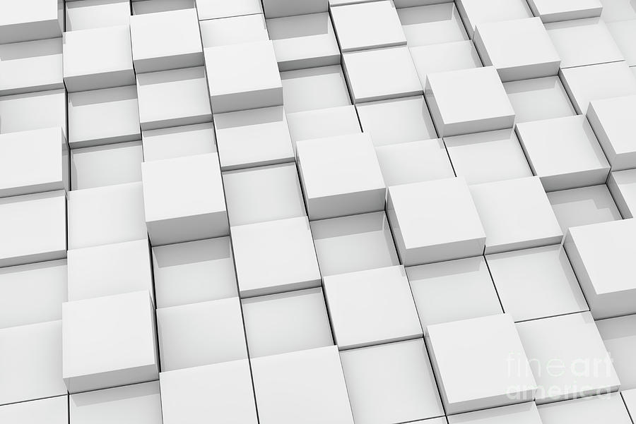 3d Photograph - White Abstract Cubes Surface by Jesper Klausen/science Photo Library 3d Photograph - White Abstract Cubes Surface by Jesper Klausen/science Photo Library