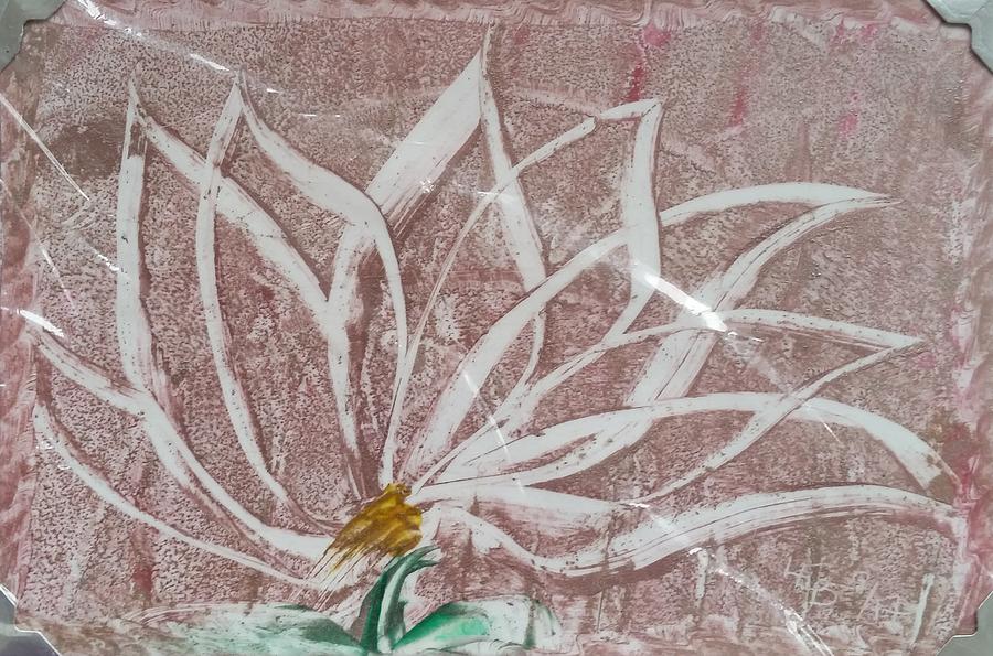 White abstract floral on silverpastel pink by Lorraine Bradford White abstract floral on silverpastel pink by Lorraine Bradford