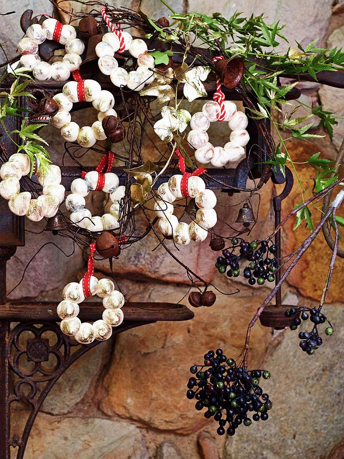 White Almond Wreaths As Edible Christmas Decorations Photograph by Great Stock!