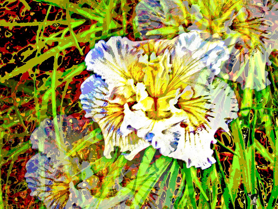 White And Blue Lily Watercolor Digital Art by Joyce Dickens