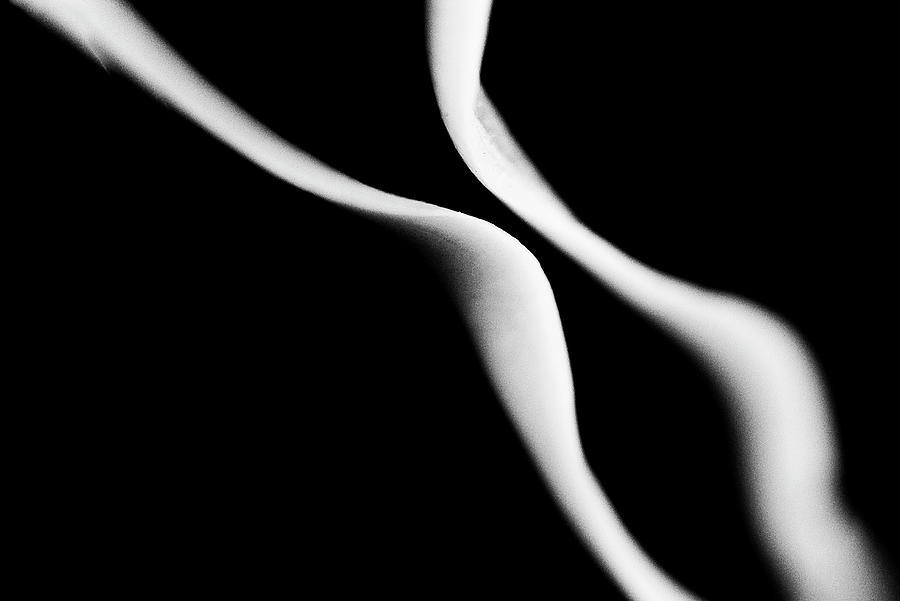 White And Curvy Lines On A Black Photograph by Johan Klovsjö