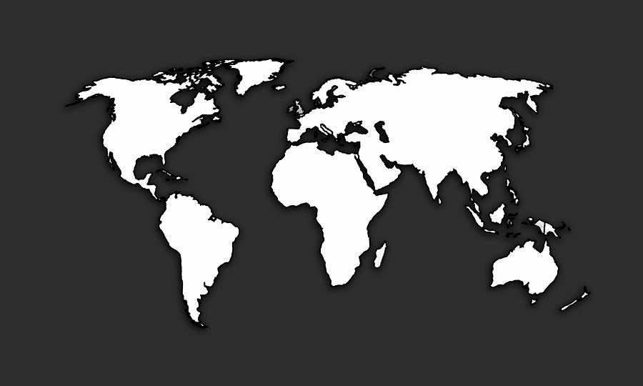 White And Dark Grey World Map By Artist Singh Mixed Media By Artguru Official Maps Fine Art 3778