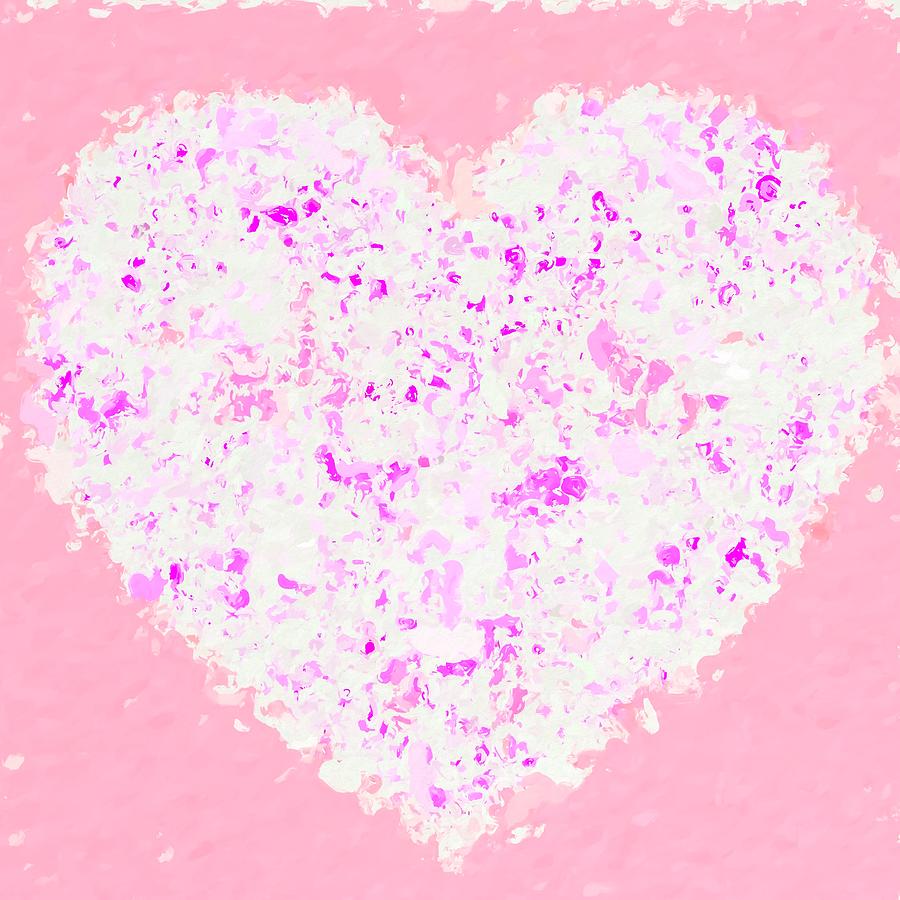 White And Pink Heart Shape With Pink Background Painting