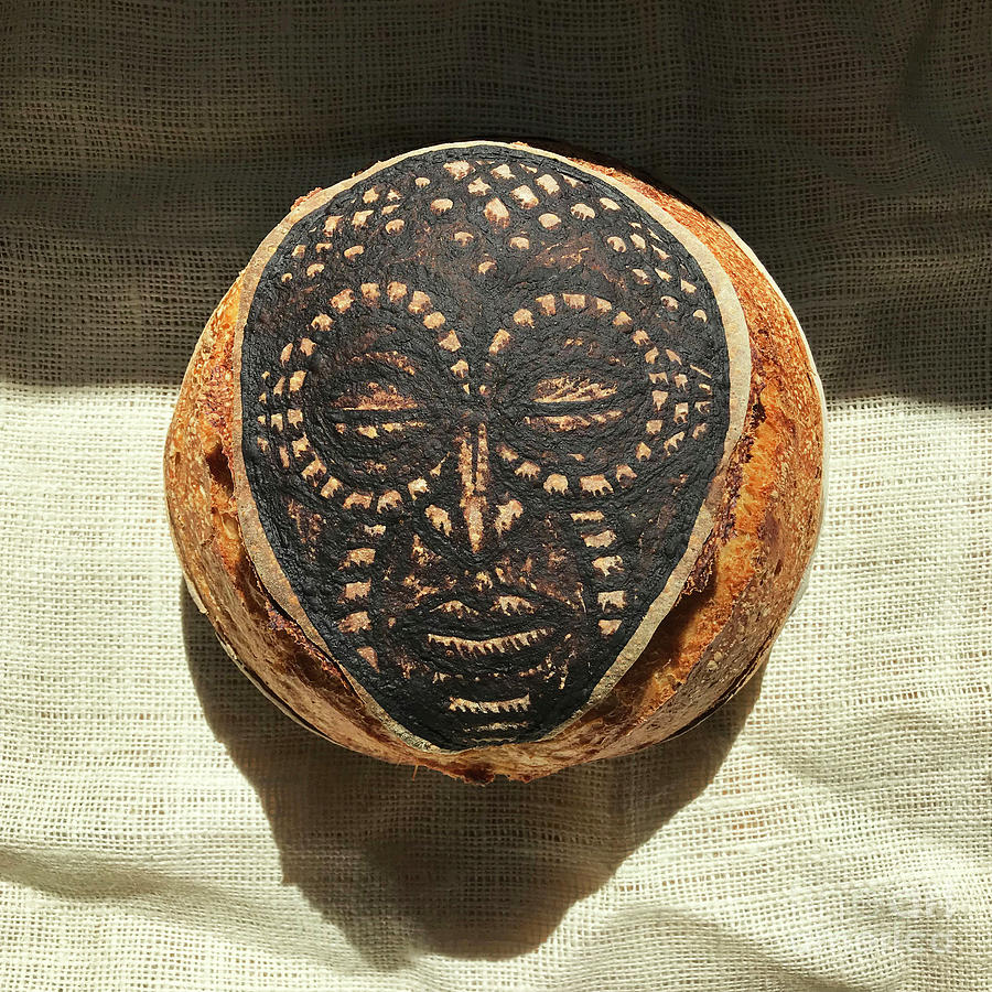 White And Rye Sourdough. African Mask Interpretation. Hand Painted. 2 Photograph by Amy E Fraser