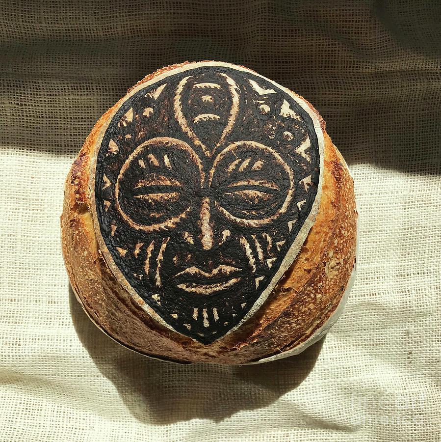 White And Rye Sourdough. African Mask Interpretation. Hand Painted. 3 Photograph by Amy E Fraser