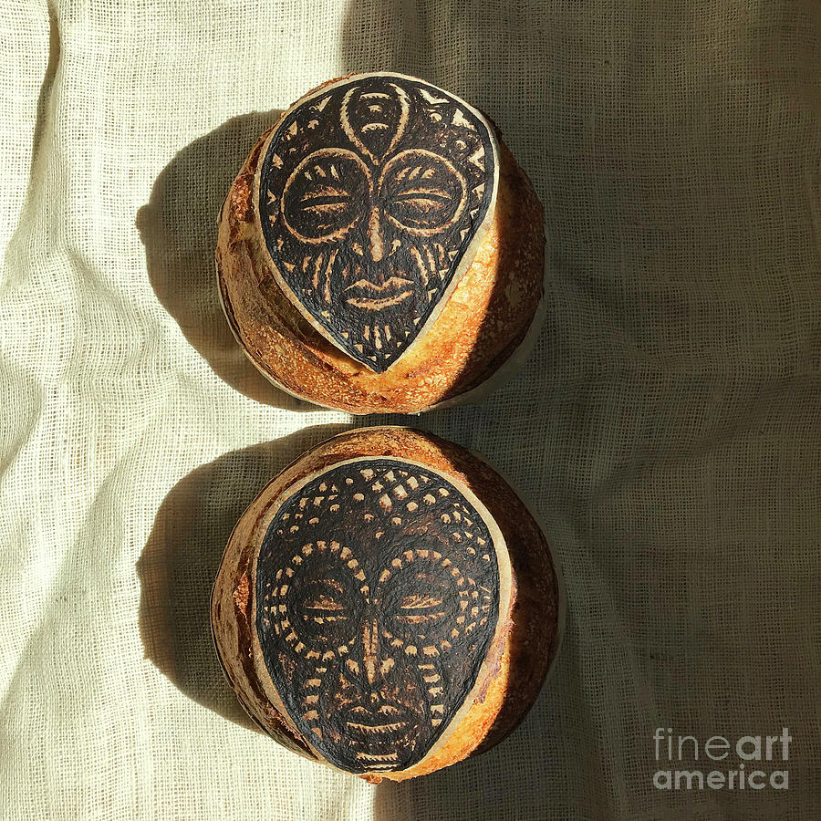 White And Rye Sourdough. African Mask Interpretation. Hand Painted. 4 Photograph by Amy E Fraser