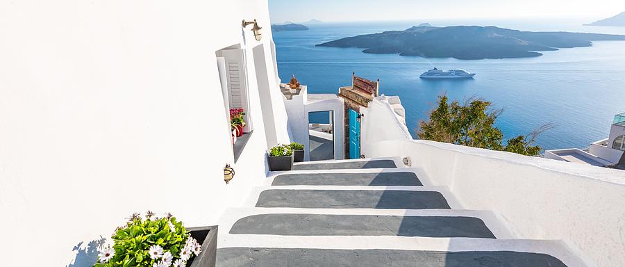 Greek Photograph - White Architecture Staircases by Levente Bodo