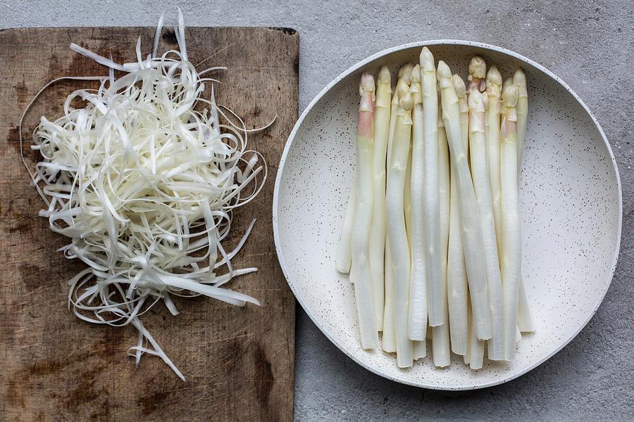 White Asparagus, Peeled Photograph by Sabine Steffens
