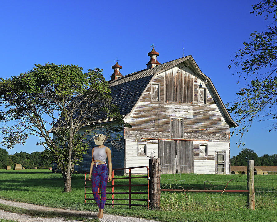 Barn Photograph - White Barn Cowgirl by Christopher McKenzie