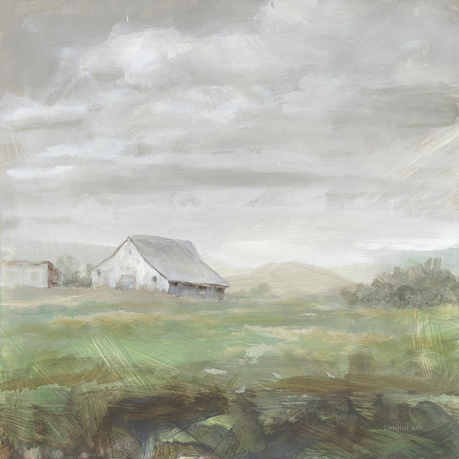 Barn Painting - White Barn Fields by Danhui Nai