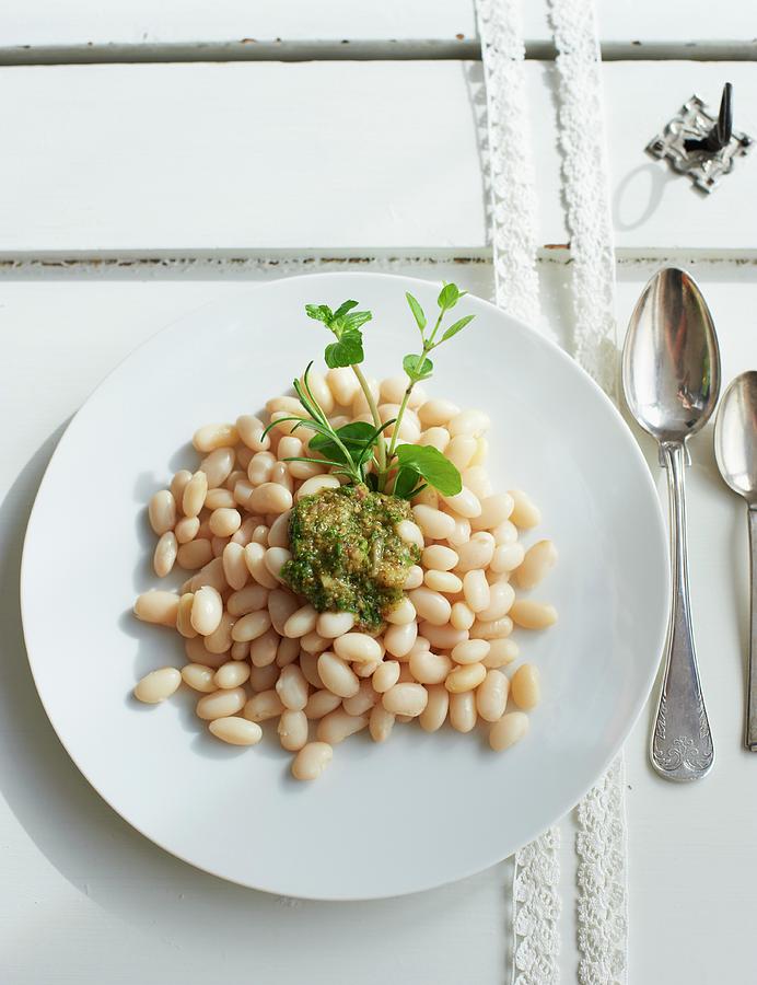 White Bean Salad With A Herb Dressing Photograph by Hannah Kompanik