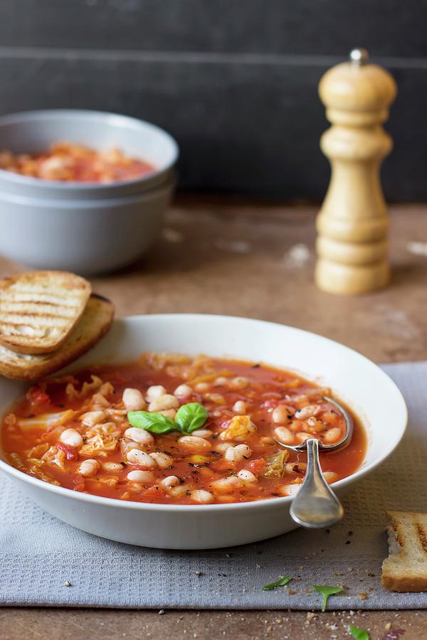 White Bean Soup With Grilled Bread Photograph by Zuzanna Ploch