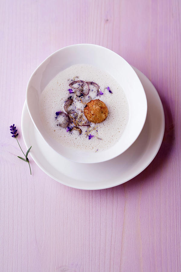 White Bean Soup With Lavender Gremolata And A Lamb Burger Photograph by Michael Wissing