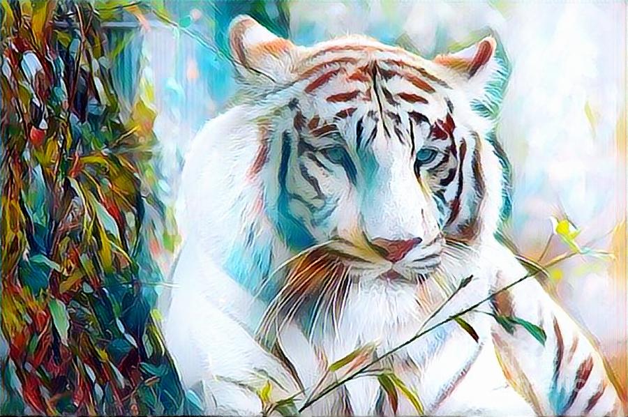 Bengal's White Tiger Painting by Brindha Naveen - Fine Art America