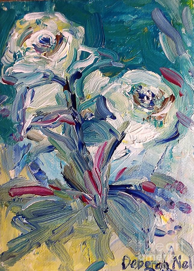 White Blooms Painting by Deborah Nell