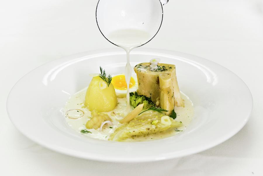 White Borscht With White Cabbage, Potatoes And Egg Photograph by Ben Yuster